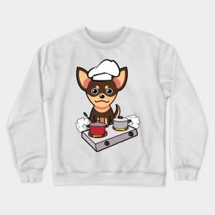 Cute small dog is cooking Crewneck Sweatshirt